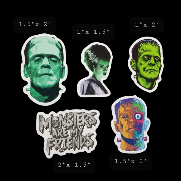Frankenstein Vinyl Stickers Set Of 5 - Picture 2 of 2